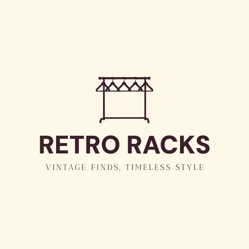 The thrift store name Retro Racks as a branded logo with a single color icon