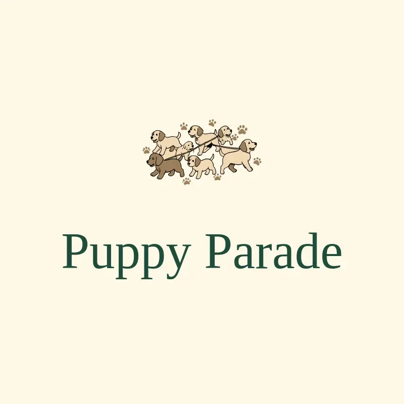 The dog walking business name Puppy Parade as a branded logo with a color icon