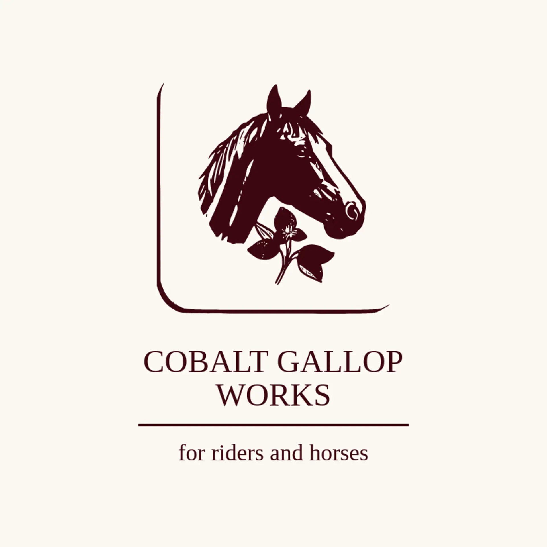 Cobalt Gallop Works logo for horse head
